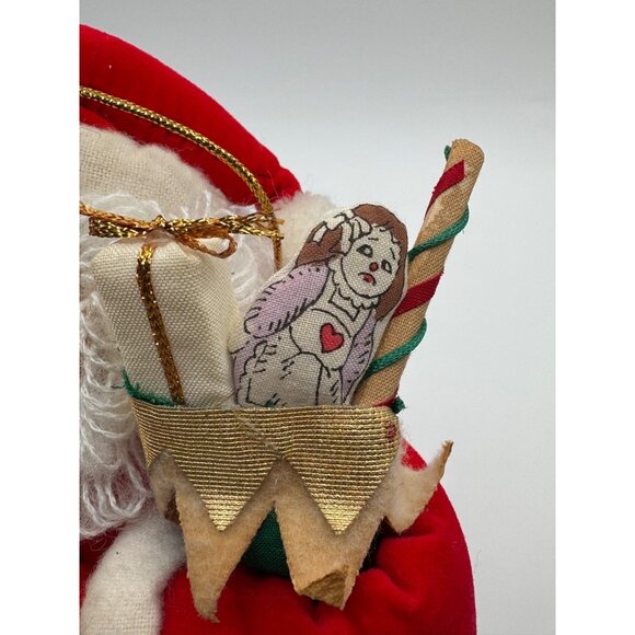 Vintage Santa Clause Ornament Hand Painted With Stockings Gift Box Candy Canes D - Picture 5 of 7